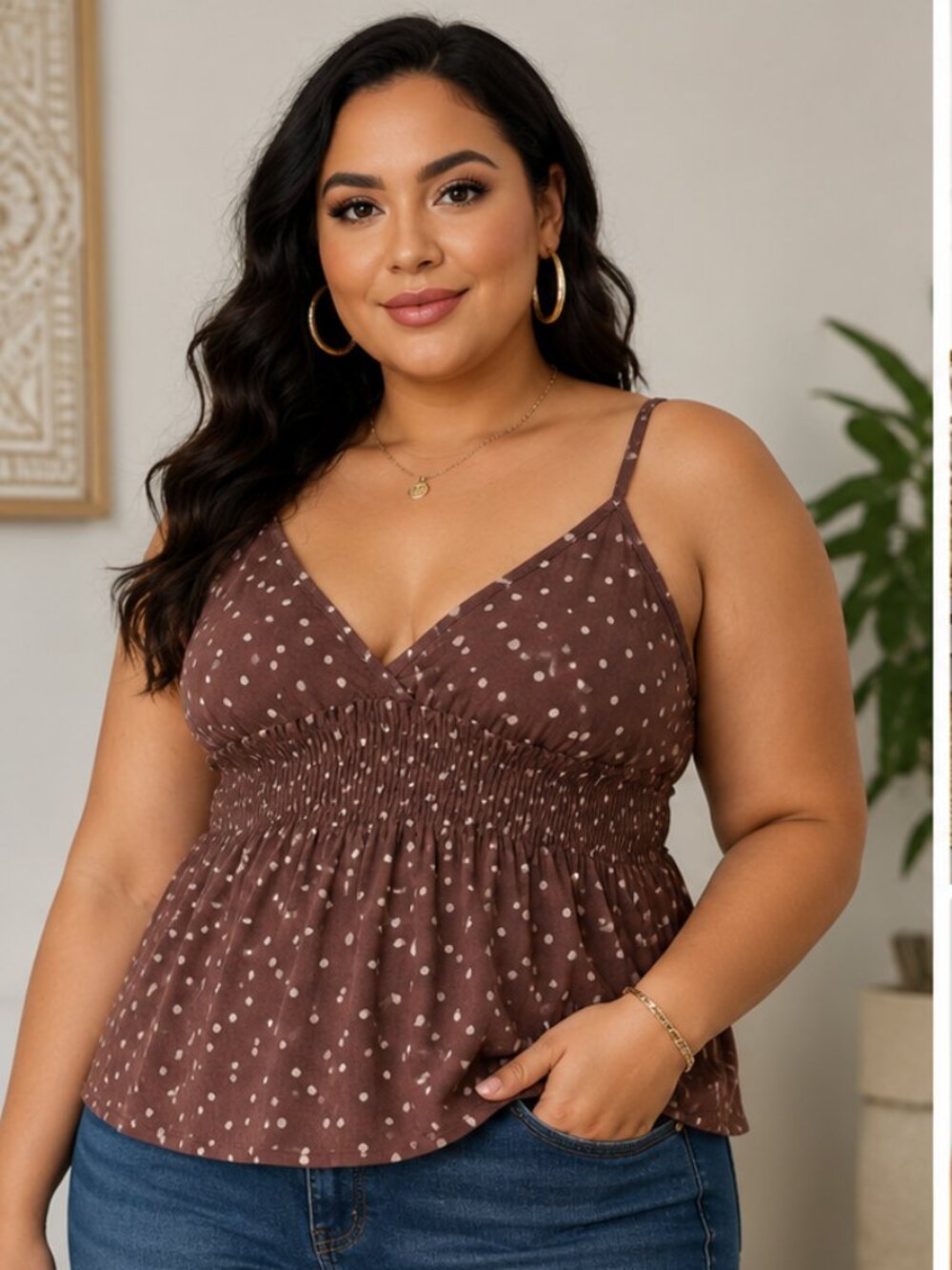 Urban Heritage XL Brown Polka Dot Cami